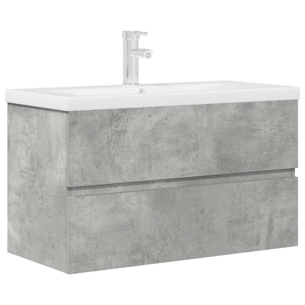 2 Piece Bathroom Furniture Set Concrete Grey Engineered Wood